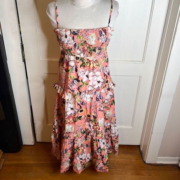 ❤️INC International Concepts Womens Smocked Floral Print Maxi Dress Orange Med - Picture 1 of 9